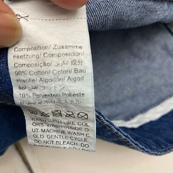 EZwear Size Large Solid Wide Leg Halter Top Denim Overalls Medium Wash - Picture 7 of 16